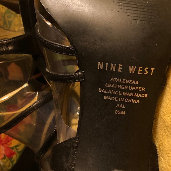 Black Leather Strappy Heels (Size 8.5) - Picture 2 of 6